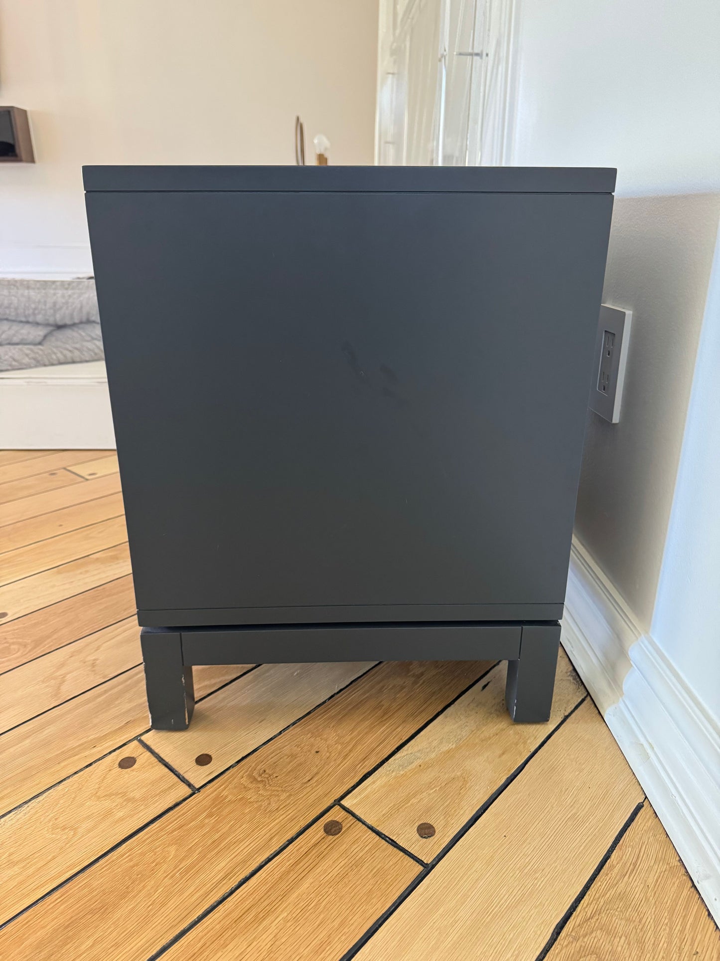 Pair of Crate & Barrel: Parke Charcoal Wood Kids Nightstand with Drawer