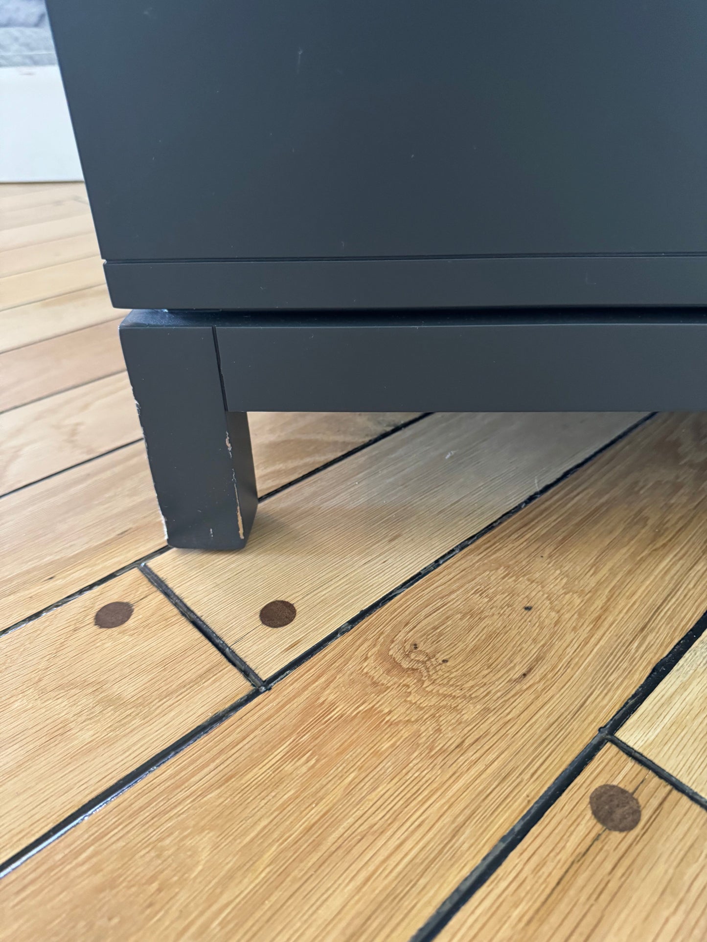 Pair of Crate & Barrel: Parke Charcoal Wood Kids Nightstand with Drawer