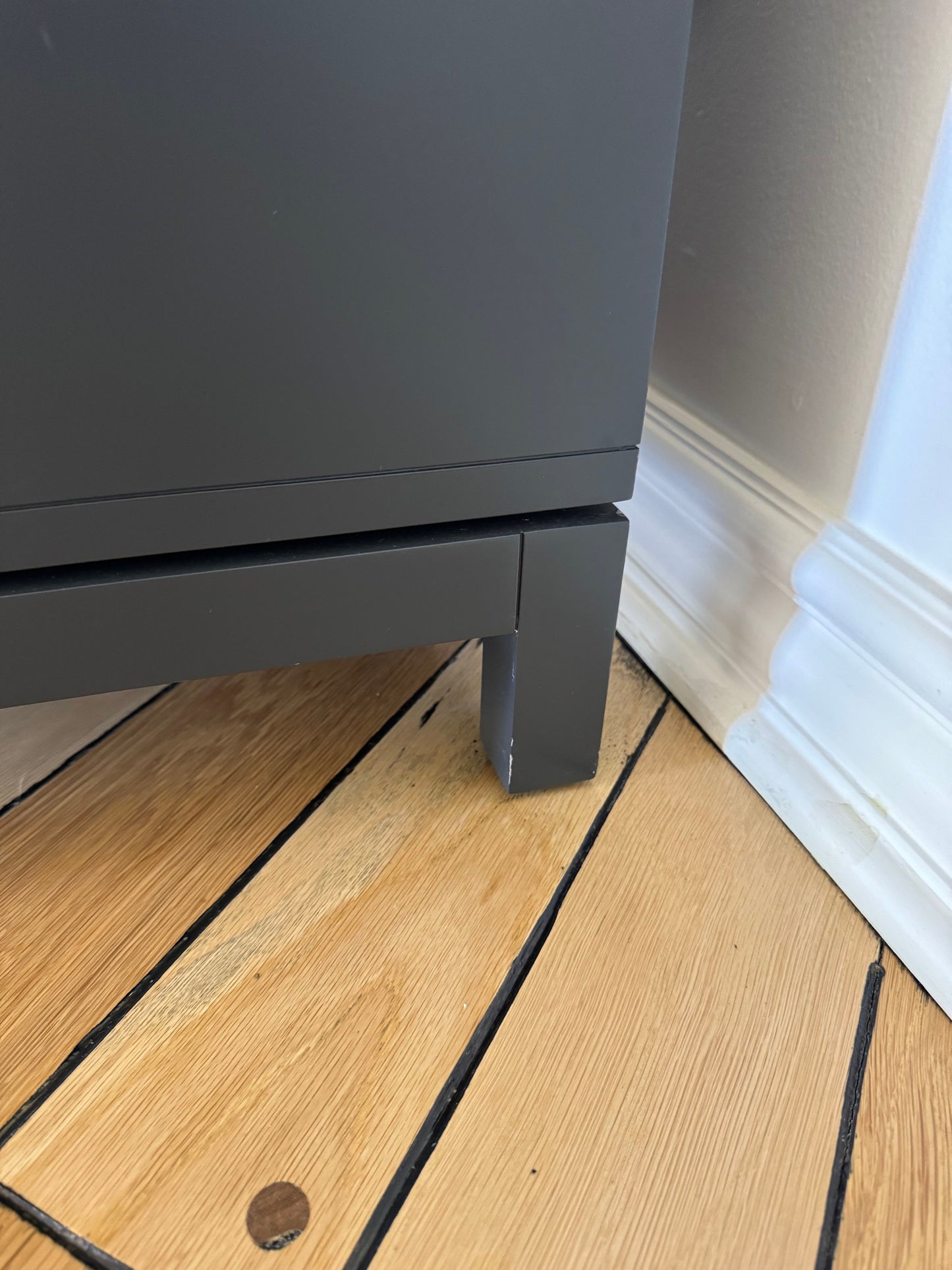 Pair of Crate & Barrel: Parke Charcoal Wood Kids Nightstand with Drawer