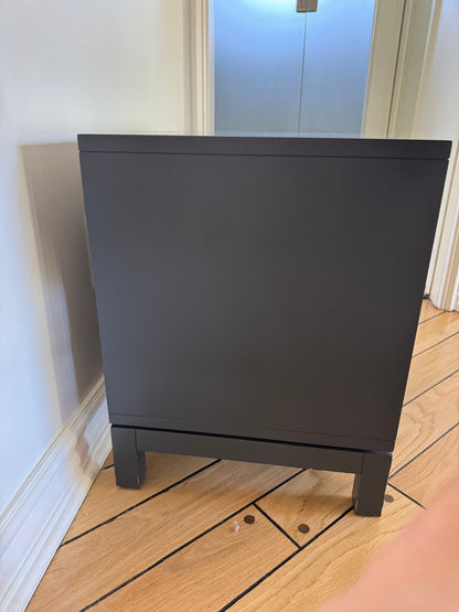 Pair of Crate & Barrel: Parke Charcoal Wood Kids Nightstand with Drawer