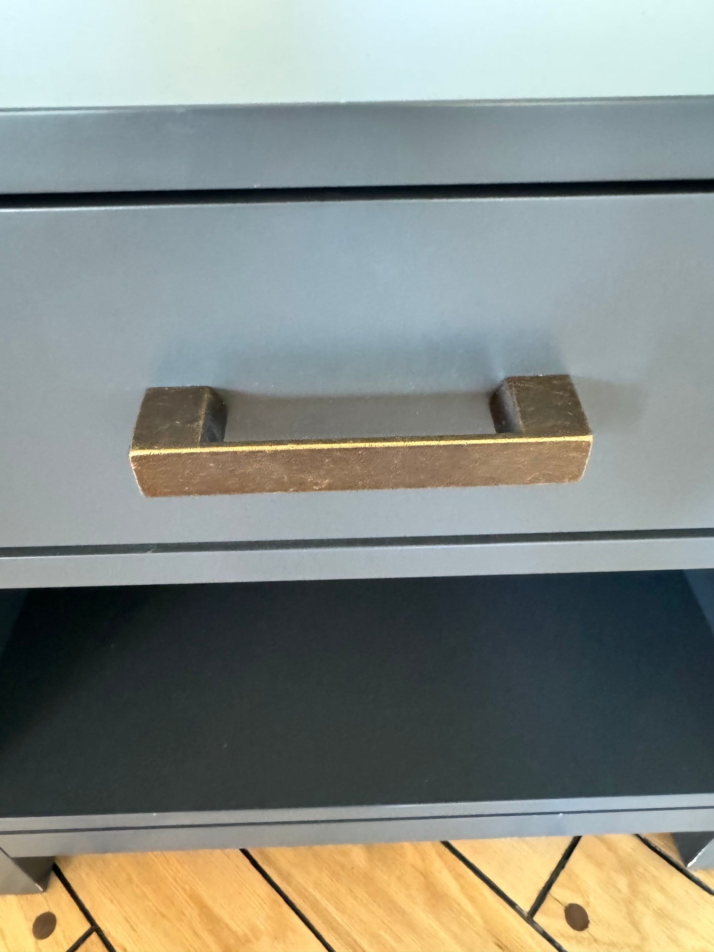 Pair of Crate & Barrel: Parke Charcoal Wood Kids Nightstand with Drawer