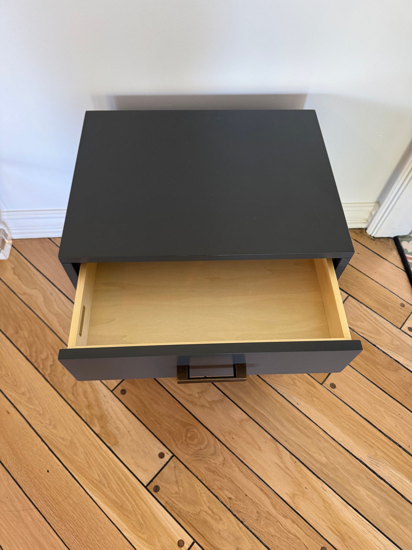 Pair of Crate & Barrel: Parke Charcoal Wood Kids Nightstand with Drawer