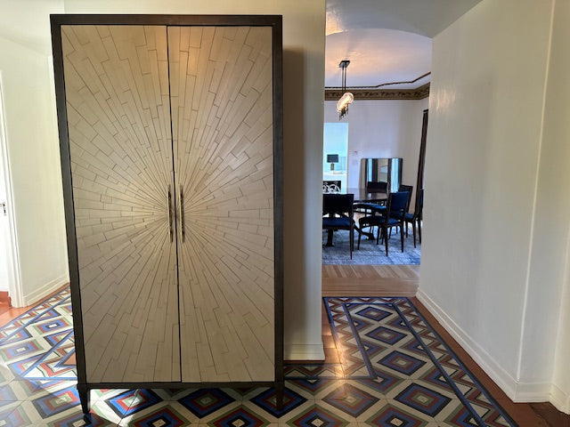 Soliloquy Cocoa Bronze Sunburst Pattern Armoire