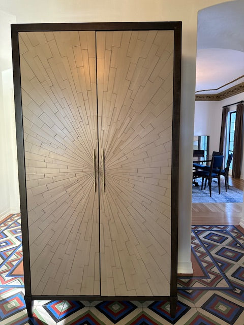 Soliloquy Cocoa Bronze Sunburst Pattern Armoire
