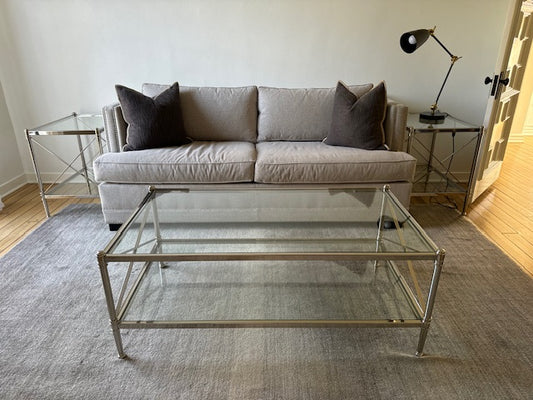 Ethan Allen Glass & Nickel Coffee Table