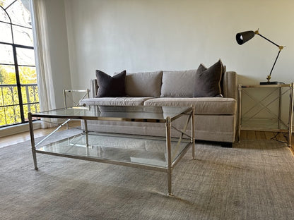 Ethan Allen Glass & Nickel Coffee Table