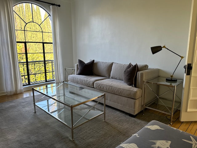 Ethan Allen Glass & Nickel Coffee Table