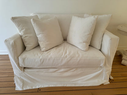White Crate & Barrel Slipcovered Chair and a Half