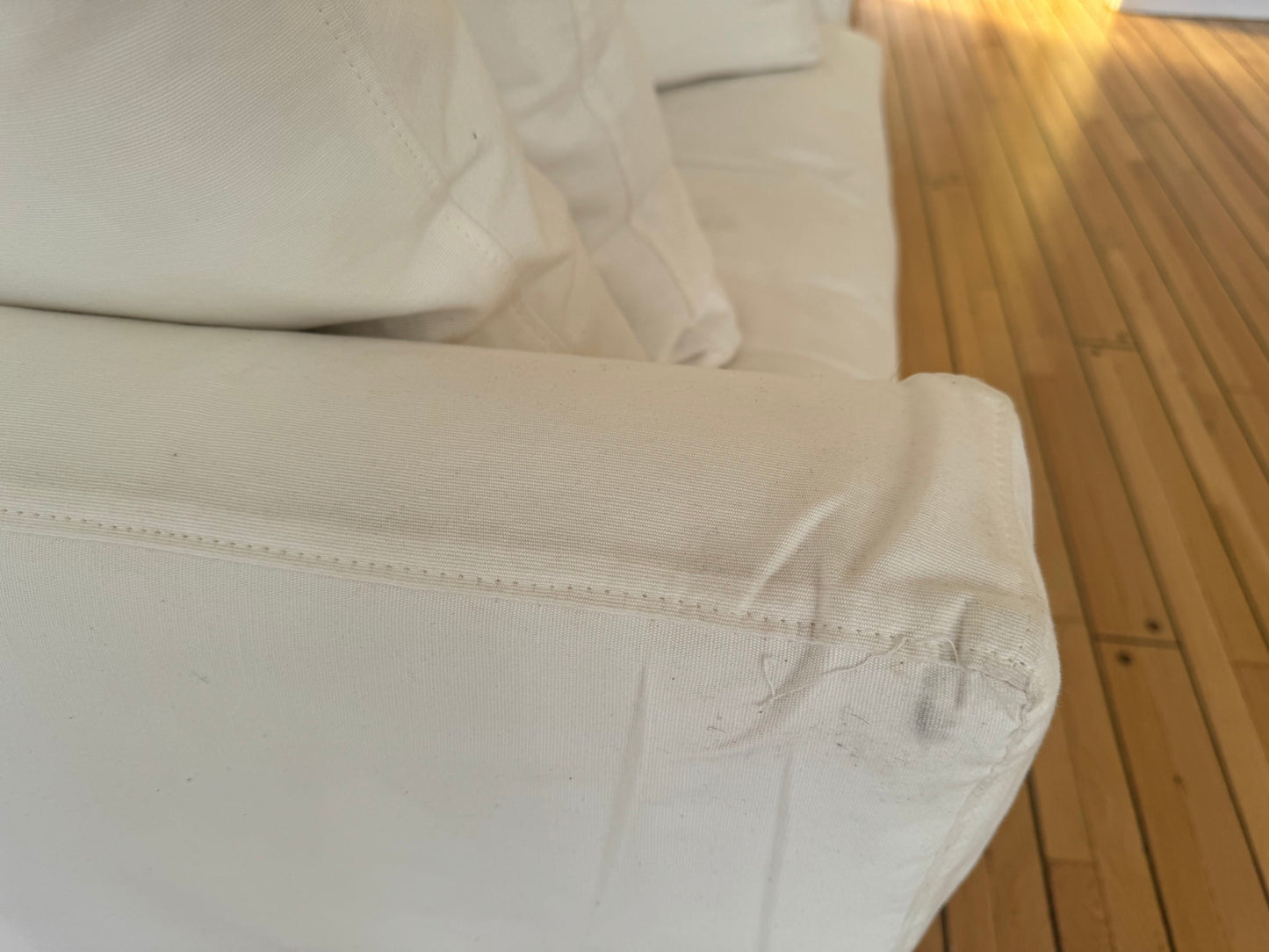 White Crate & Barrel Slipcovered Chair and a Half