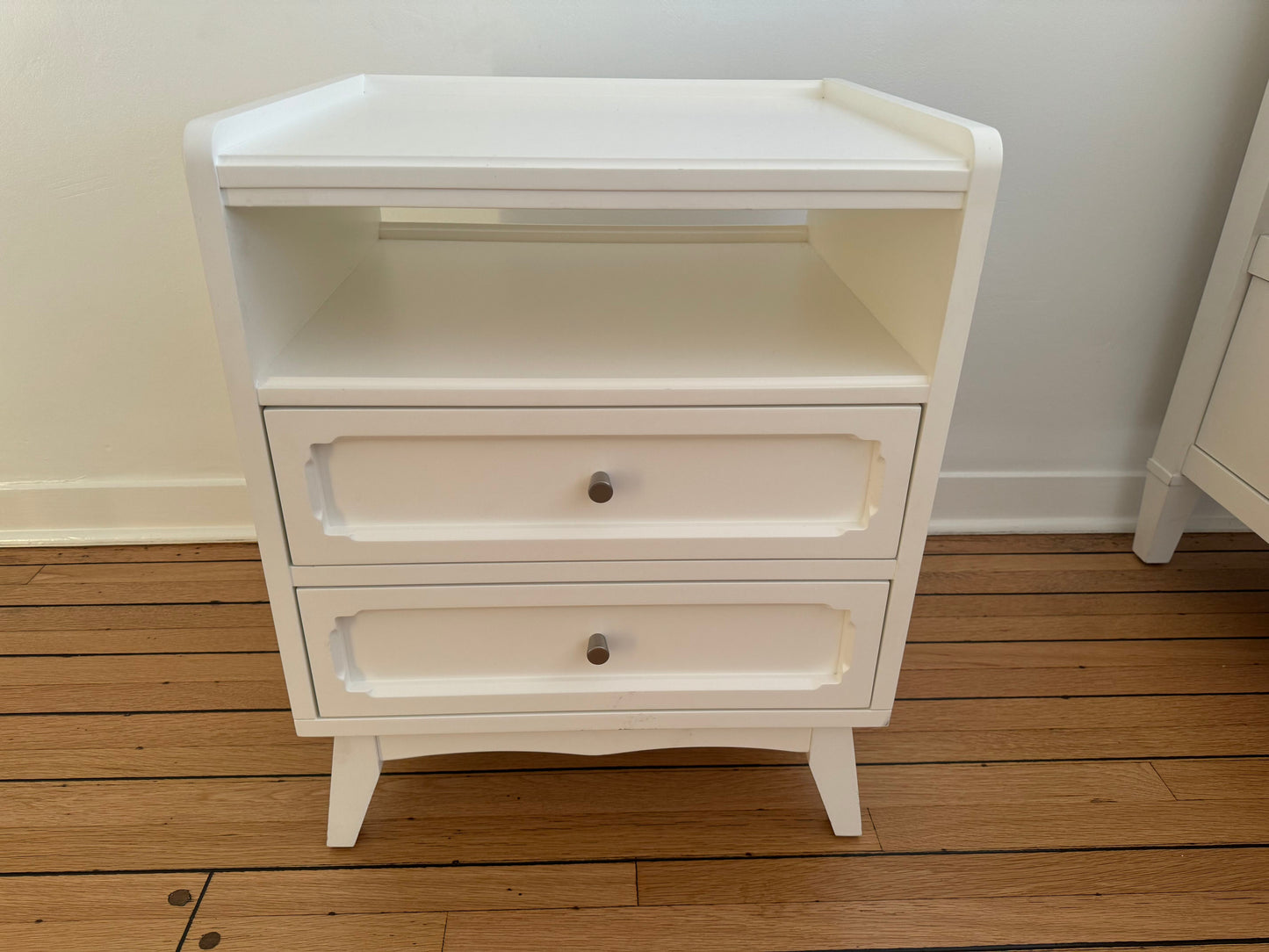 Pair of Land of Nod White Monarch Nightstands