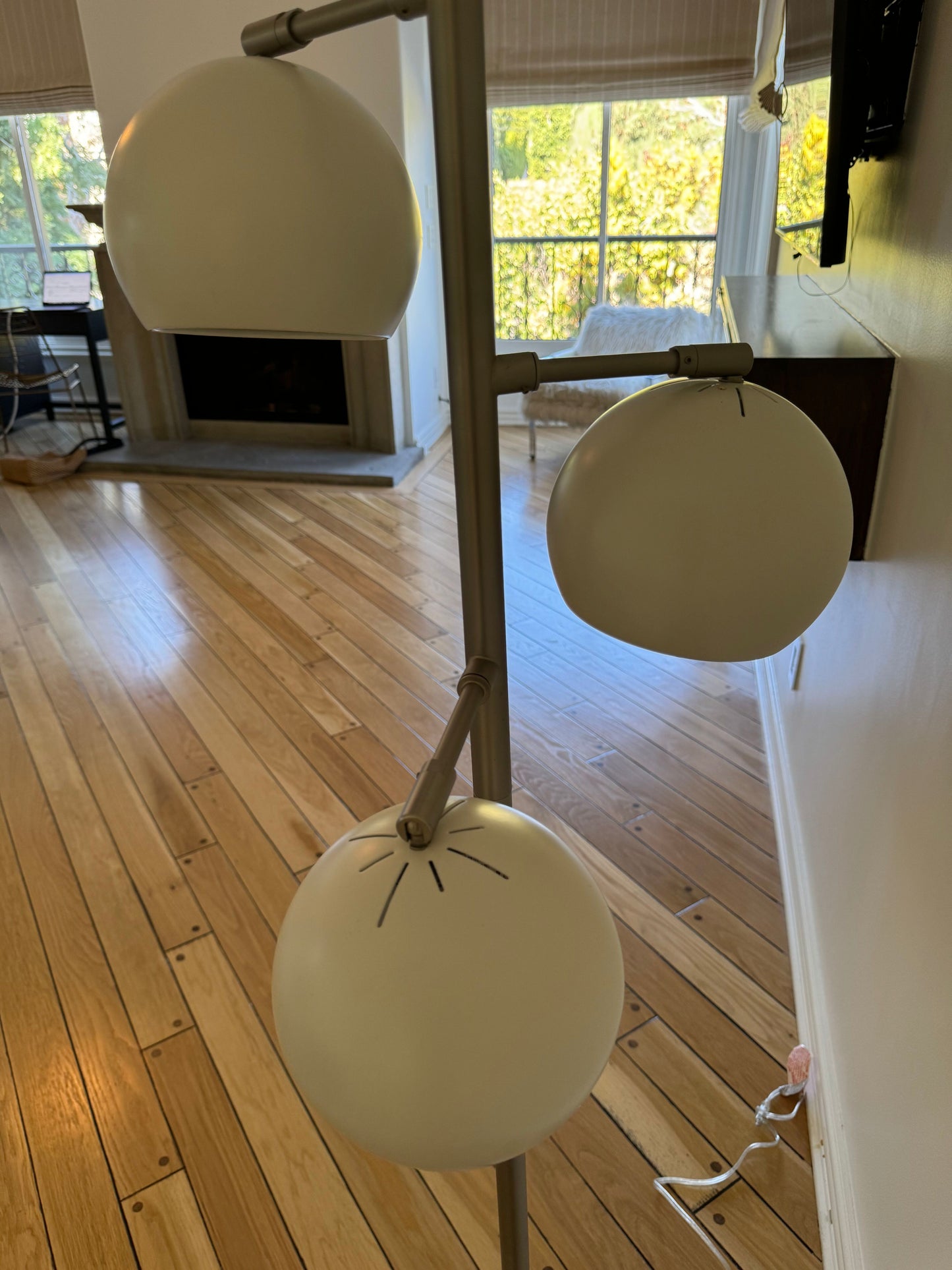MCM Style White Matte Sphere-Shaped Floor Lamp